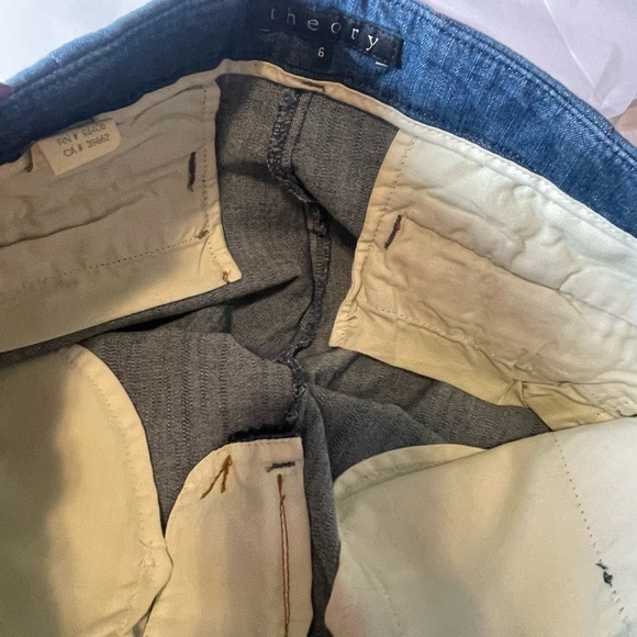 Theory Straight Wide Leg Flare Denim Trousers Jeans Womens 6 Blue Cotton Stretch - Picture 15 of 16